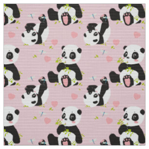 Baby Panda Bear Pink Stoff