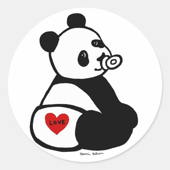 Baby Panda Cartoon Runder Aufkleber (Vorderseite)