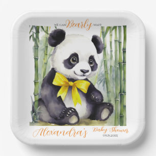 Baby Panda Gender Neutral Bearly Wait Baby Shower Pappteller