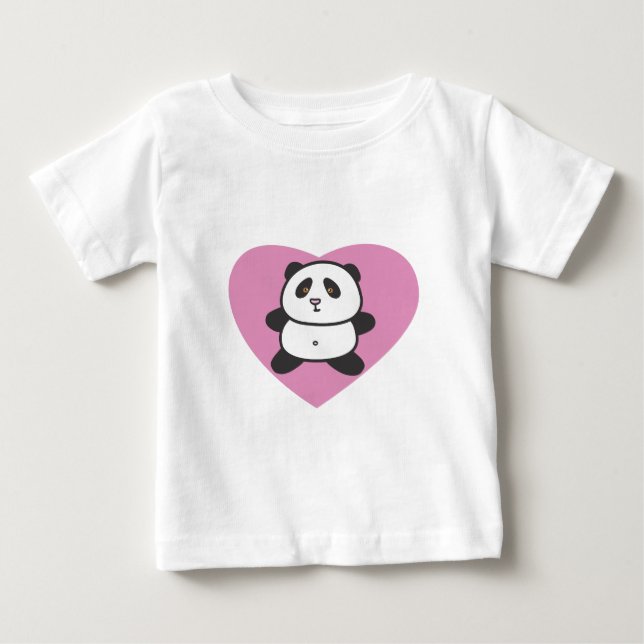 Baby Panda in Pink Heart Kleinkinder T Shirt (Vorderseite)