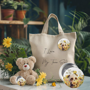 Baby-Panda mit Sonnenblumen-Rundknopf Button