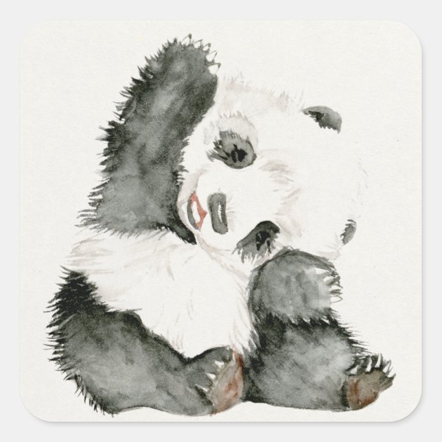 Baby Panda | Niedlich & Furry Quadratischer Aufkleber (Vorderseite)