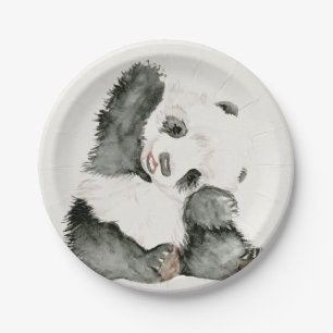Baby-Panda niedlich u. Pelz Pappteller