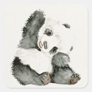 Baby-Panda   niedlich u. Pelz Quadratischer Aufkleber