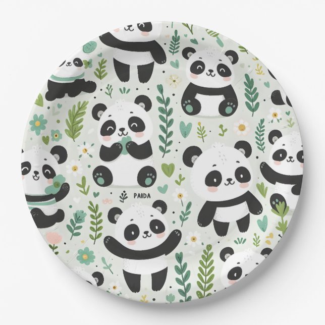 Baby Panda Pattern Pappteller (Vorderseite)