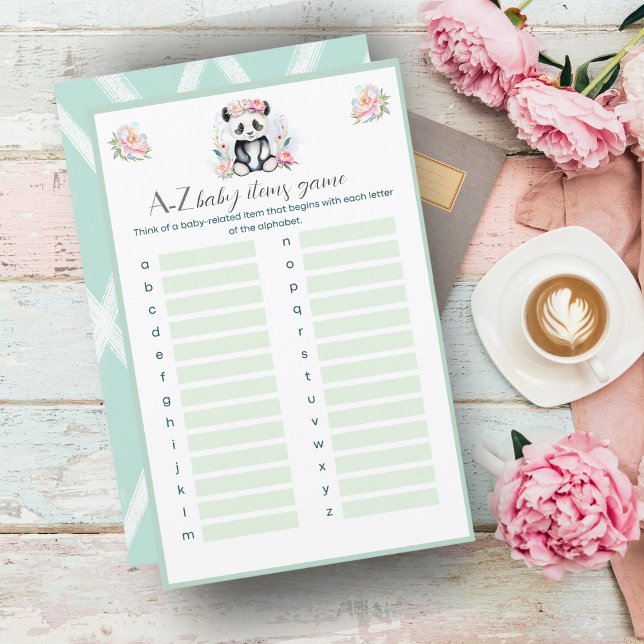 Baby Panda Peonies Jungle Baby A-Z Baby Items (Baby Panda Peonies Jungle Baby A-Z Baby Items is a great baby shower game for your guest! )