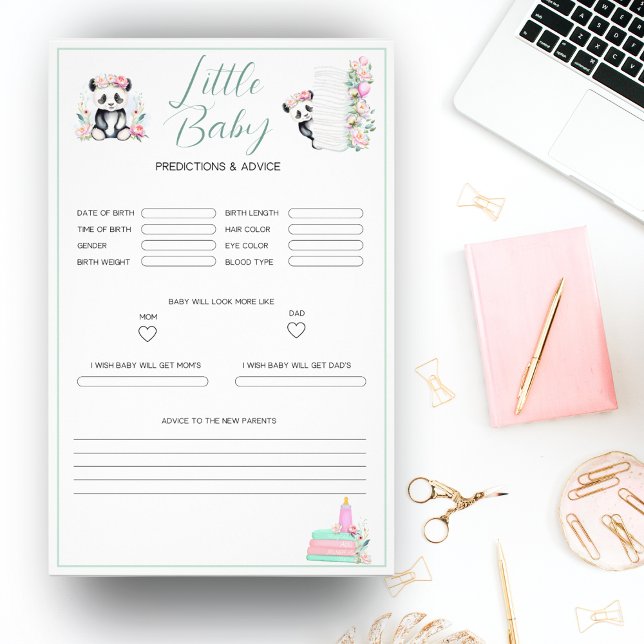 Baby Panda Peonies Jungle Baby Vorhersagen Flyer (Excite guests with our Baby Panda Peonies Jungle Baby shower predictions game flyer!
)