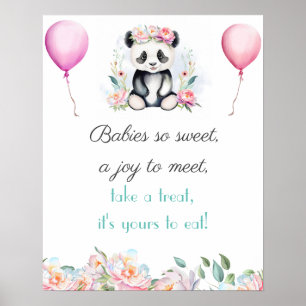 Baby-Panda-Pfingstrosen-Dschungel-Baby-Dessert Poster
