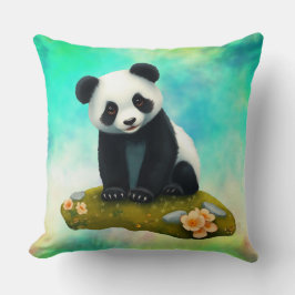 Baby Panda riecht nach den Blume Kissen