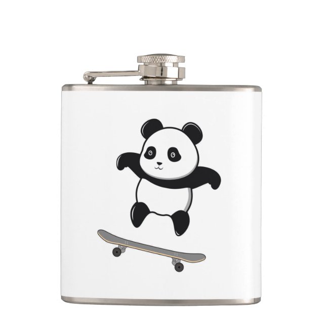 Baby Panda Skateboard Flachmann (Vorderseite)