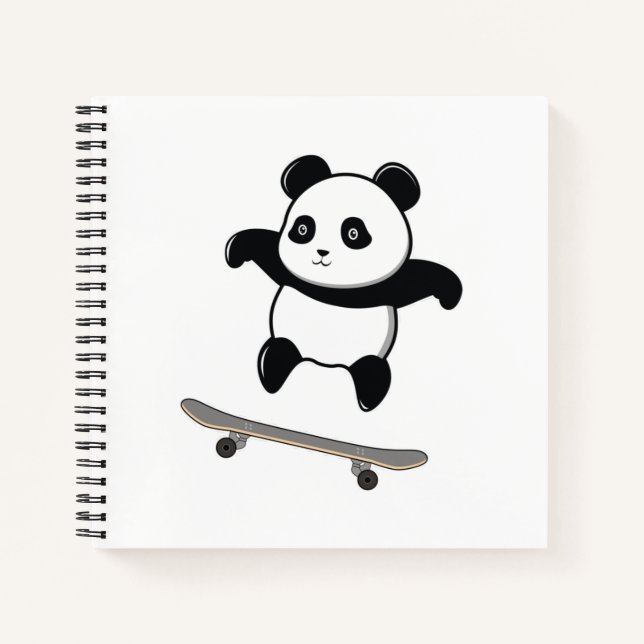 Baby Panda Skateboard Notizbuch (Vorderseite)