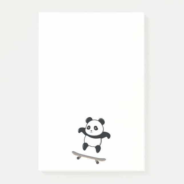 Baby Panda Skateboard Post-it Klebezettel (Vorderseite)