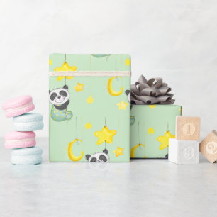 Baby Panda und Stars Geschenkpapier