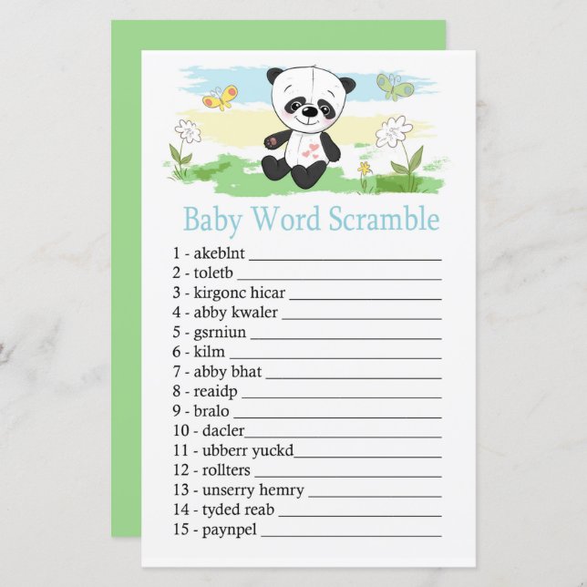 Baby Panda Wortspiel (Vorne/Hinten)
