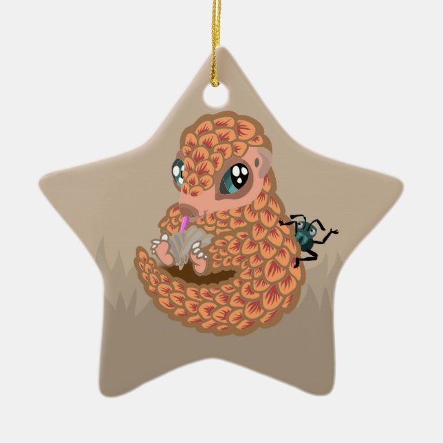 Baby Pangolin mit Ameise Keramikornament (Vorne)