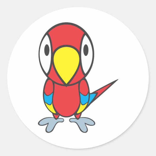 Baby Parrot Cartoon Runder Aufkleber (Vorderseite)