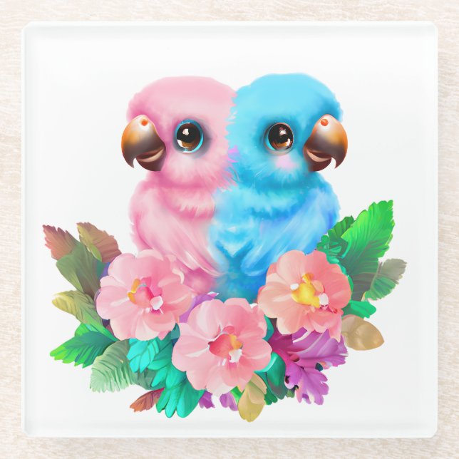 Baby Parrot Twins Glasuntersetzer (Vorderseite)