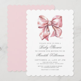Baby-Party für den Jungen mit rosa Schleife Einladung