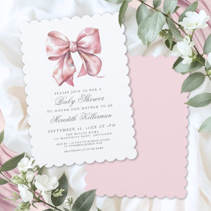 Baby-Party für den Jungen mit rosa Schleife Einladung