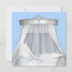 Baby-Party für einen kleinen Jungen: Blaue Babytra Einladung