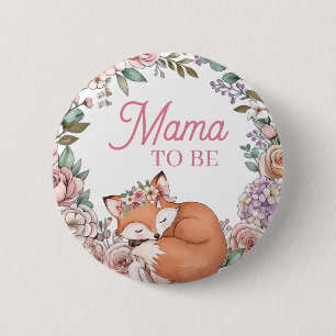 Baby-Party für Mädchen Mama in spe Wald Fuchs Button