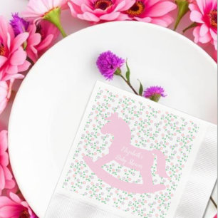 Baby-Party für Mädchen mit rosa Schaukelpferd Serviette
