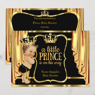 Baby-Party für Prinzen Schwarze Goldene Vorhänge B Einladung