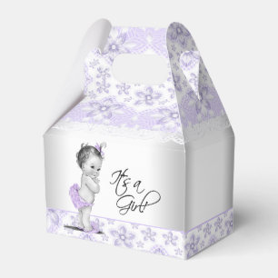 Baby-Party im lila Lavendel- und Grauton Geschenkschachtel