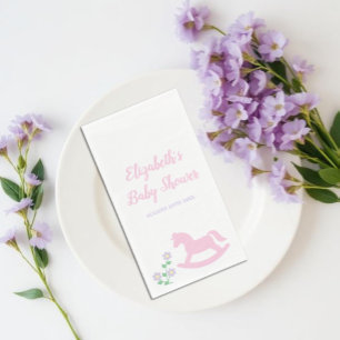 Baby-Party Mädchen mit rosa Schaukelpferd Serviette