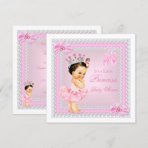 Baby-Party Mädchen Rosa Ballerina Braunhaarige Pri Einladung
