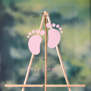 Baby-Party mit rosa Babyfüßen, Mädchen-Baby-Shower Acrylschild