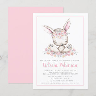 Baby-Party mit rosa Häschen Einladung
