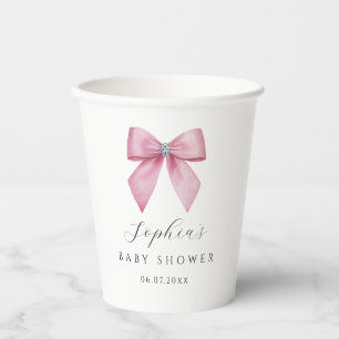 Baby-Party mit rosa Schleife Pappbecher