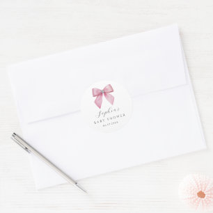Baby-Party mit rosa Schleife Runder Aufkleber