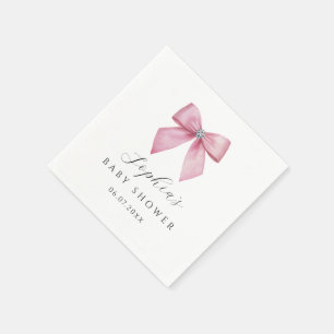 Baby-Party mit rosa Schleife Serviette