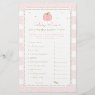 Baby-Party-Spiel: Rate den Preis des rosa Kürbis Flyer
