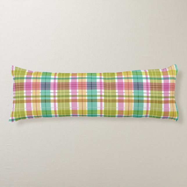 Baby Pastel Kariert Pink Blue Green Seitenschläferkissen (Vorderseite)