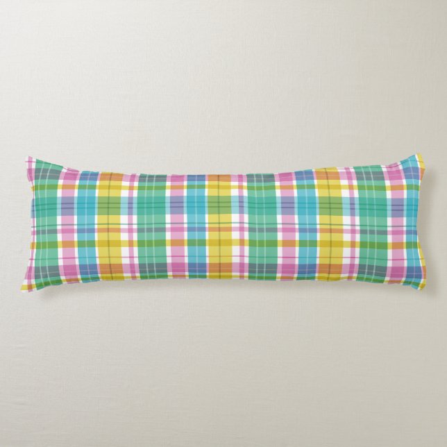 Baby Pastel Kariert Pink Blue Green Seitenschläferkissen (Vorderseite)