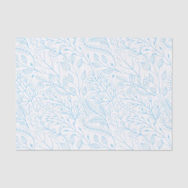 Baby Pastel Light Blue Floral Elegante Hochzeit Seidenpapier (Vorderseite)