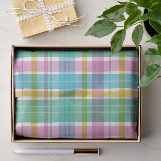 Baby Pastel Plaid Pink Blue Green Seidenpapier (Geschenk)