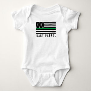 Baby-Patrouillen-dünne Grenze-amerikanische Flagg Baby Strampler