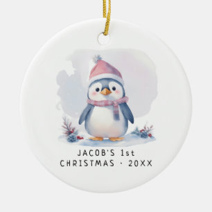 Baby Penguin  Baby's First Christmas Keramik Ornament