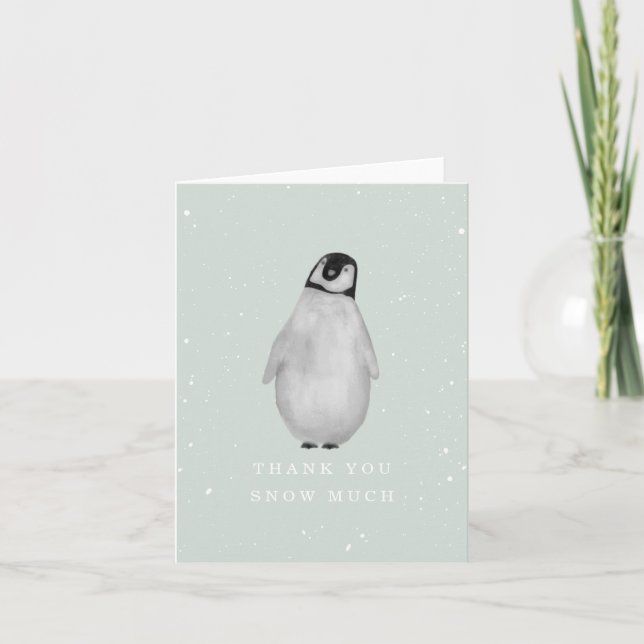 Baby Penguin Blue Boy Baby shower d'hiver Merci (Devant)