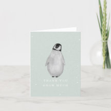 Baby Penguin Blue Boy Baby shower d'hiver Merci