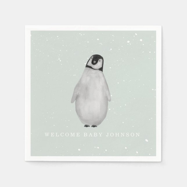 Baby Penguin Blue Winter Boy Baby Dusche Serviette (Vorderseite)