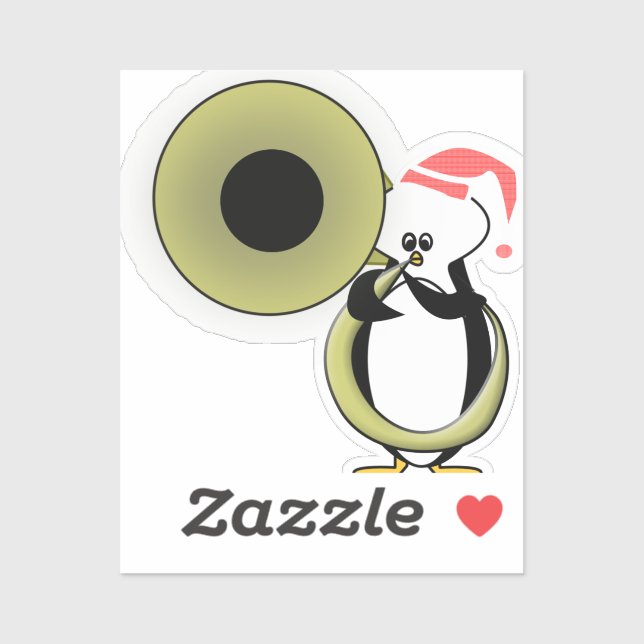 Baby Penguin mit Tuba Aufkleber (Blatt)