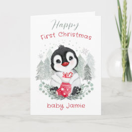 Baby Penguin Niedlich 1. Weihnachtskarte Karte