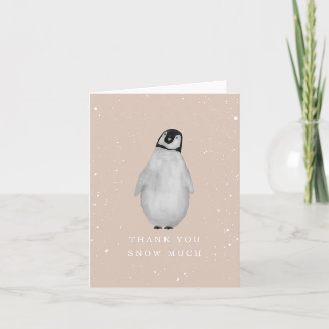 Baby Penguin rose fille Baby shower d'hiver Merci (Devant)