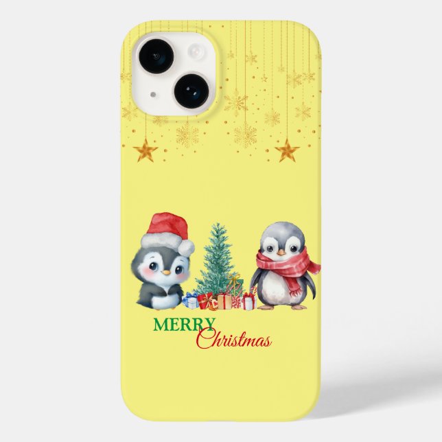 Baby Penguin Santa Red Green Frohe Weihnachts-Part Case-Mate iPhone 14 Hülle (Rückseite)