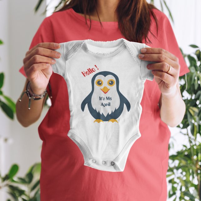 Baby Penguin Strampler (penguin mom baby's short super soft bodysuit.)